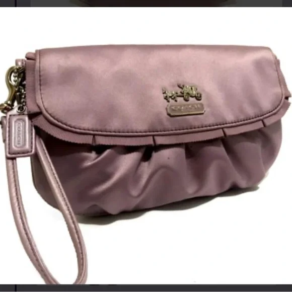 COACH MADISON AMANDA SATIN LAVENDER LARGE PURSE BAG CLUTCH
WRISTLET - Picture 3 of 16